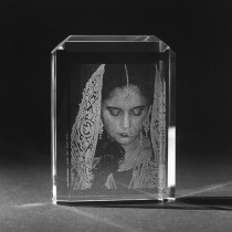 2D Laserfoto Glasfoto in Menora aus Kristallglas, Portrait von 3D Crystal