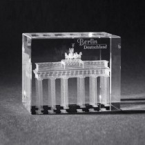 3D Crystal Gebäude und Souvenir, Brandenburger Tor in Kristall Glas gelasert, 3D Lasermotive