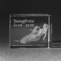 3D Crystal Motiv Sternzeichen Jungfrau in Glas gelasert