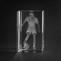 3D Laserglas mit Gravur im Kristall: Fussballspieler