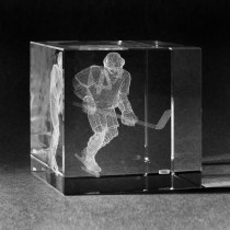 3D Lasergravur in Kristall Glas: Eishockeyspieler