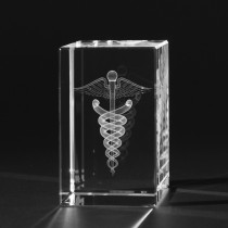 3D Äskulapstab in Glas, Symbole der Medizin