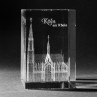 3D Kölner Dom in Kristallglas gelasert. 3D Crystal Gebäude in Glas. Souvenir und Geschenkidee