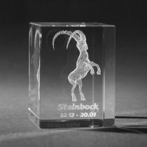 3D Crystal Motiv Sternzeichen Steinbock in Glas gelasert