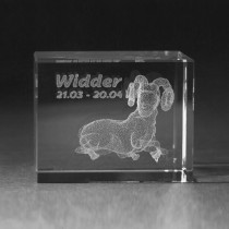 3D Crystal Motiv Sternzeichen Widder in Glas gelasert