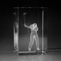 3D Golfspieler gelasert. Sport Motive in 3D Glas