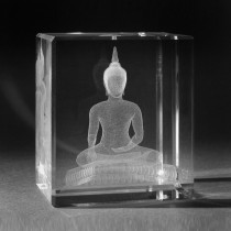 3D Thai Buddha in Kristallglas. 3D Crystal Lasergravur