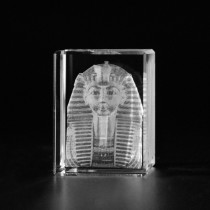 3D Tutanchamun Kristall Glas Lasermotiv. 3D Crystal Motive in Kristallglas