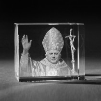 3D Crystal Lasergravur in Glas. Reigion, 3D Papst Benedikt XVI