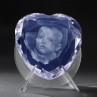 2D Foto in Glas. 3D Kristall Herz Blau mit 2D Laser Foto von Ihrem Bild