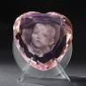 2D Glasfoto, Laserbild vom Foto in Kristall Glas Herz, 3D Crystal 2D Portrait