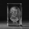 3D Wolfgang Amadeus Mozart als 2D Glasfoto, Laser Portrait von 3D Crystal in Kristall Glas