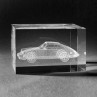 3D Laserglas mit Auto Porsche Targa. 3D Kristall Motive