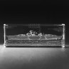 3D Motiv Bismarck in Kristallglas gelasert. 3D Crystal Schiff in Glas