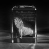 3D Crystal Betende Hände mit Vater Unser in Glas gelasert