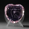 3D Kristall Herz rosa, Ich hab dich lieb in 3D Glas. 3D Lasergravur