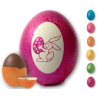 Logo Ei, Promotion Eier mit Nougatfüllung und Wunschlogo graviert. Bunte Ostereier die essbare Werbung
